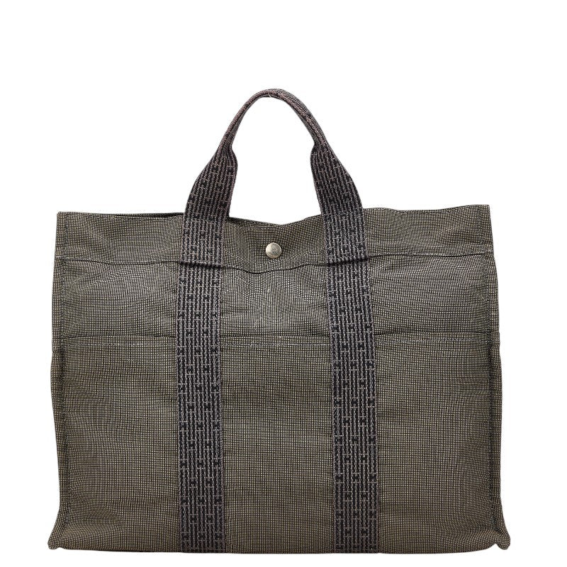 エルメス エールラインMM トートバッグ グレー キャンバス レディース HERMES 【中古】