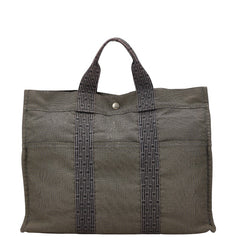 エルメス エールラインMM トートバッグ グレー キャンバス レディース HERMES 【中古】