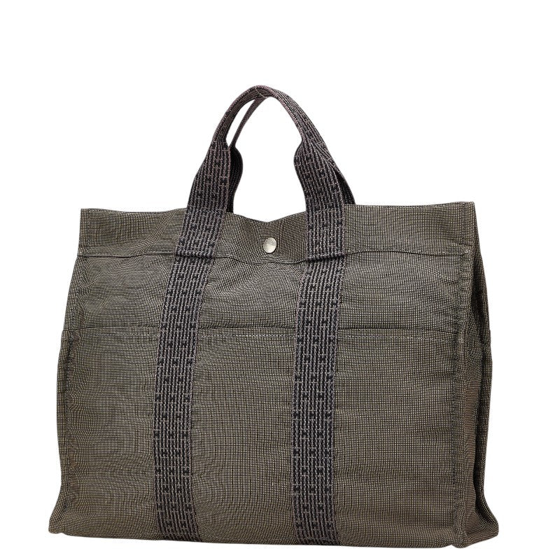 エルメス エールラインMM トートバッグ グレー キャンバス レディース HERMES 【中古】