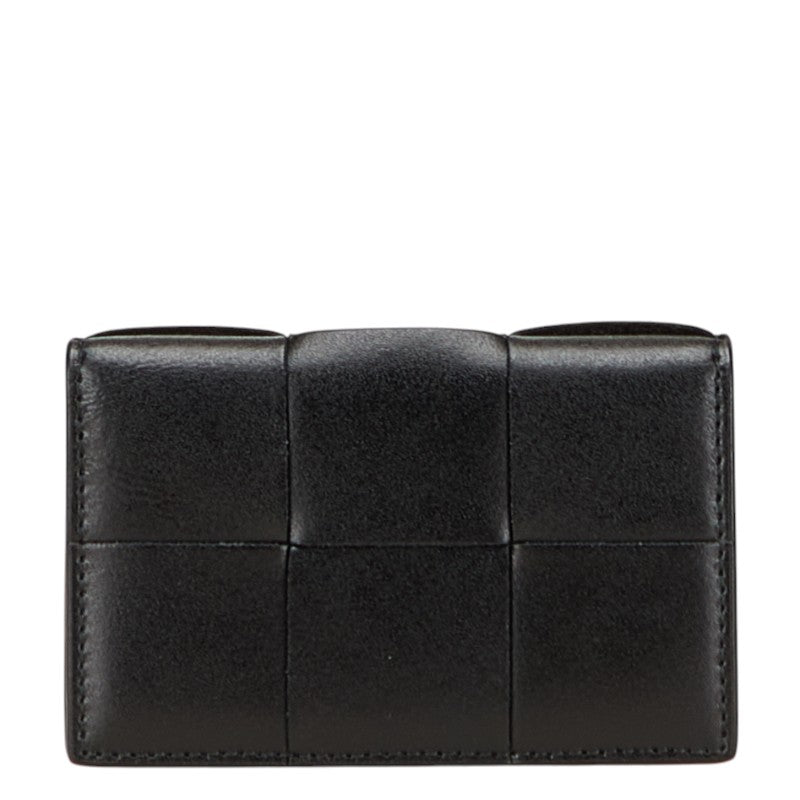 ボッテガヴェネタ マキシイントレチャート カセット カードケース パスケース ブラック レザー レディース BOTTEGAVENETA 【中古】
