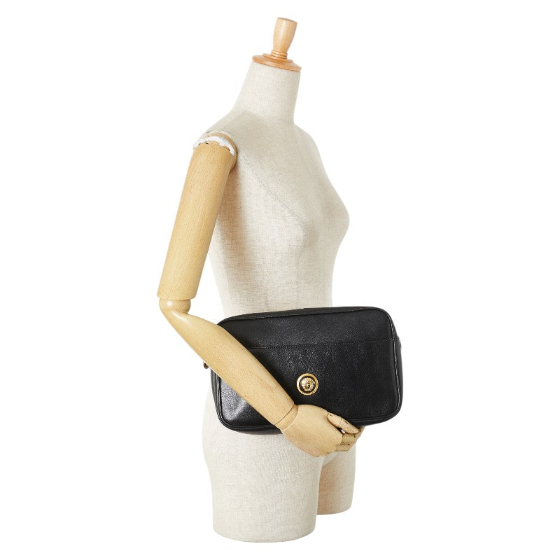 ヴェルサーチェ メデューサ クラッチバッグ セカンドバッグ ブラック レザー レディース VERSACE 【中古】