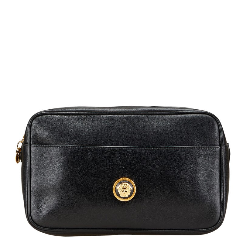 ヴェルサーチェ メデューサ クラッチバッグ セカンドバッグ ブラック レザー レディース VERSACE 【中古】
