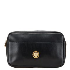 ヴェルサーチェ メデューサ クラッチバッグ セカンドバッグ ブラック レザー レディース VERSACE 【中古】