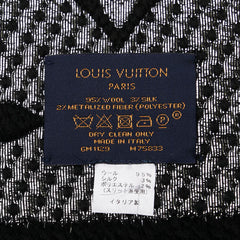 ルイ ヴィトン モノグラム エシャルプ ロゴマニア シャイン マフラー M75833 ブラック シルバー ウール シルク ポリエステル レディース LOUIS VUITTON 【中古】
