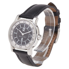 ブルガリ ソロテンポ デイト 腕時計 ST29S クオーツ ブラック文字盤 ステンレススチール レザー レディース BVLGARI 【中古】