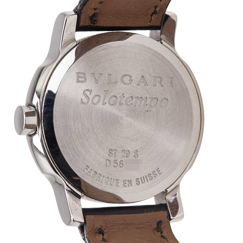 ブルガリ ソロテンポ デイト 腕時計 ST29S クオーツ ブラック文字盤 ステンレススチール レザー レディース BVLGARI 【中古】