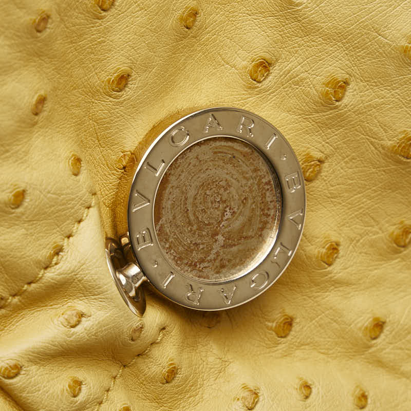 ブルガリ オーストリッチ ハンドバッグ イエロー レザー レディース BVLGARI 【中古】