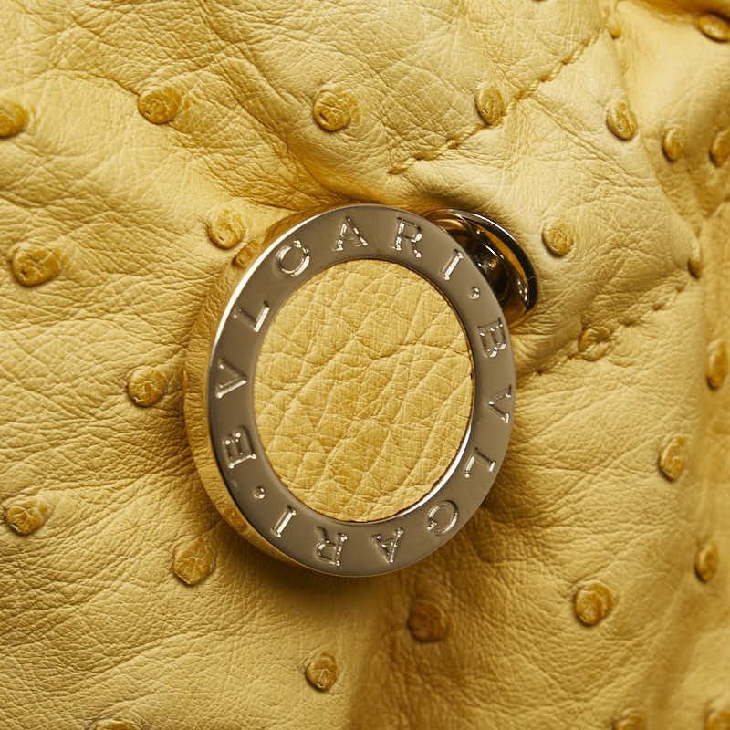 ブルガリ オーストリッチ ハンドバッグ イエロー レザー レディース BVLGARI 【中古】