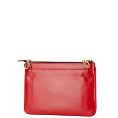 ポールスミス チェーン ショルダーバッグ レッド レザー レディース 【中古】