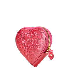 フォリフォリ ハート コインケース ピンク エナメル レザー レディース Folli Follie 【中古】