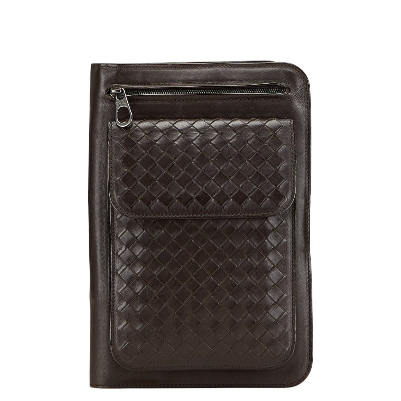 ボッテガヴェネタ イントレチャート トラベルケース セカンドバッグ ブラウン レザー レディース BOTTEGAVENETA 【中古】