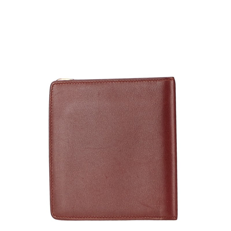 カルティエ マストライン 二つ折り財布 ワインレッド ボルドー レザー レディース CARTIER 【中古】