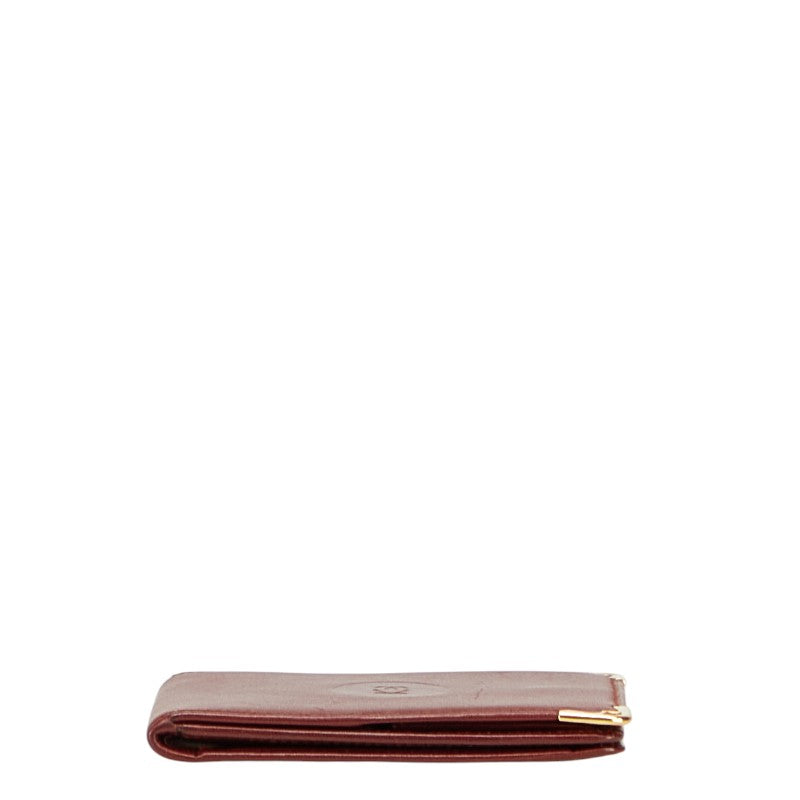 カルティエ マストライン 二つ折り財布 ワインレッド ボルドー レザー レディース CARTIER 【中古】