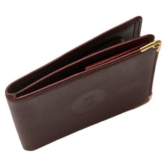 カルティエ マストライン 二つ折り財布 ワインレッド ボルドー レザー レディース CARTIER 【中古】