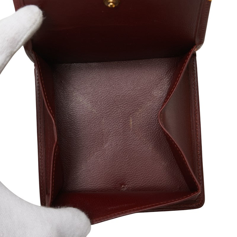 カルティエ マストライン 二つ折り財布 ワインレッド ボルドー レザー レディース CARTIER 【中古】