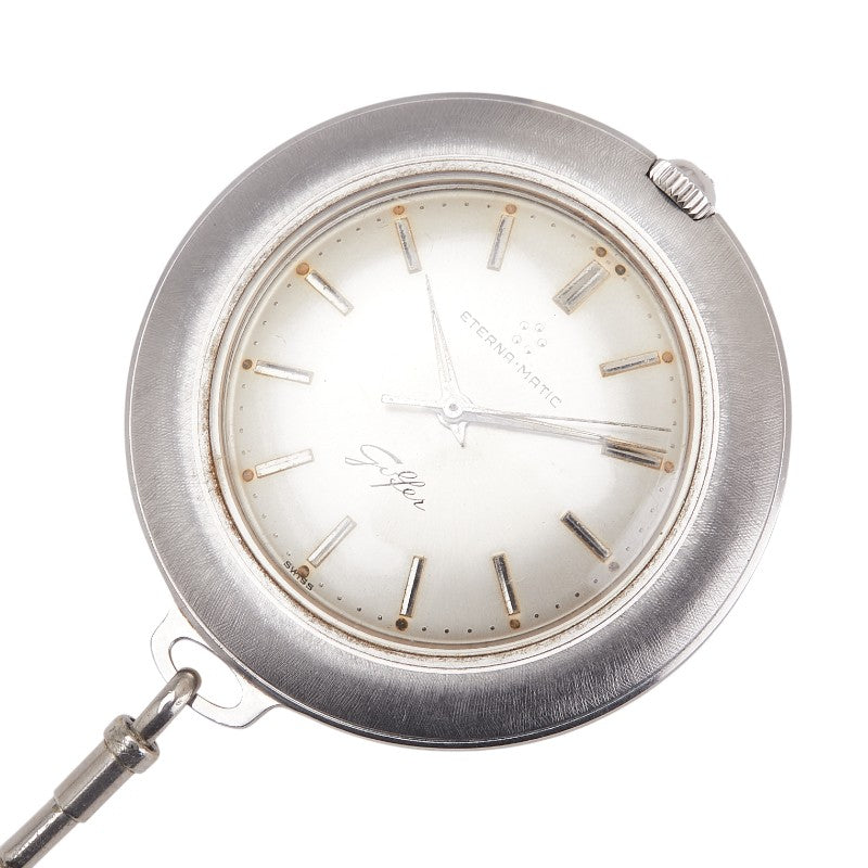 エテルナ ヴィンテージ エテルナマチック ゴルファー 懐中時計 自動巻き シルバー文字盤 ステンレススチール レディース Eterna 【中古】