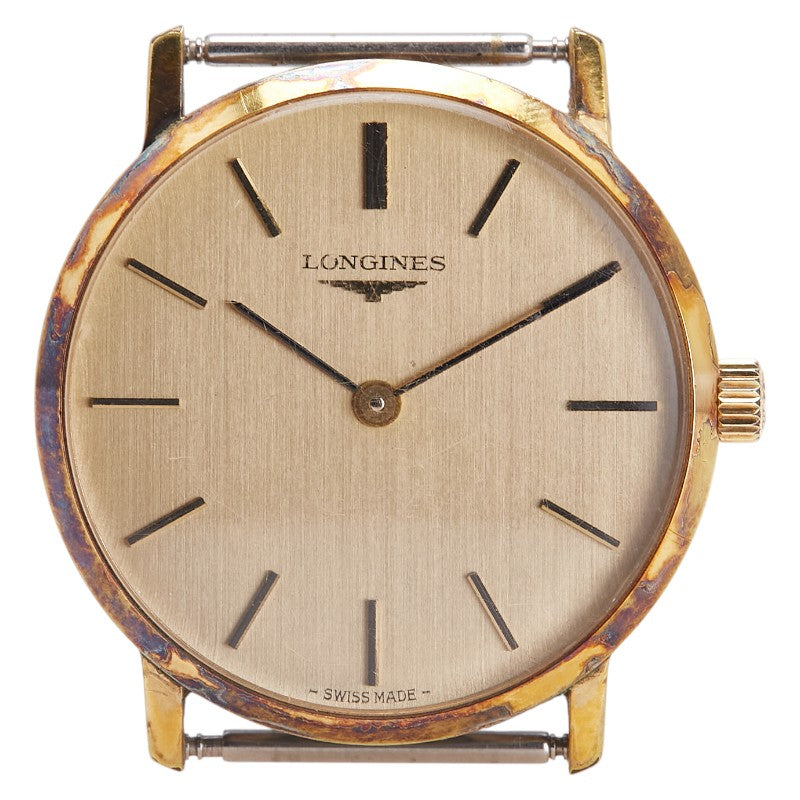 ロンジン ラウンド 腕時計 L847.3 手巻き ゴールド文字盤 ステンレススチール メッキ レディース LONGINES 【中古】