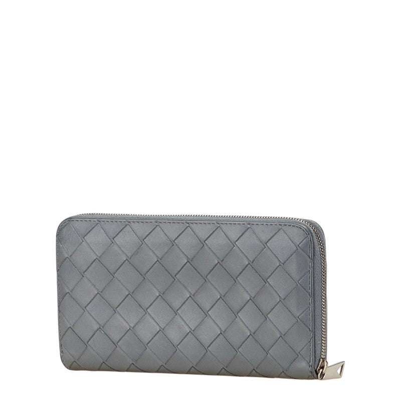 ボッテガヴェネタ イントレチャート 長財布 グレー レザー レディース BOTTEGAVENETA 【中古】