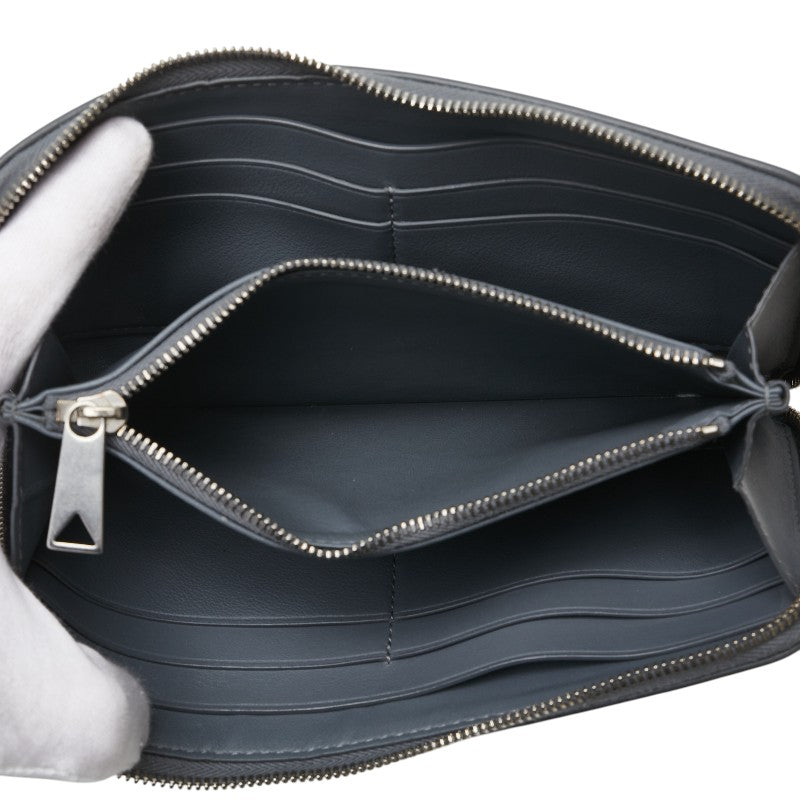 ボッテガヴェネタ イントレチャート 長財布 グレー レザー レディース BOTTEGAVENETA 【中古】