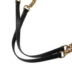 グッチ GGスプリーム シェリーライン ダイガーヘッド ラジャ シェリーライン チェーン トートバッグ ショルダーバッグ 537219 ブラック PVC レザー レディース GUCCI 【中古】