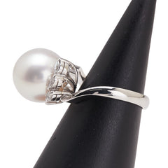 Pt900 プラチナ 白蝶真珠13mm ダイヤ0.42ct リング 指輪 レディース 12号 【中古】