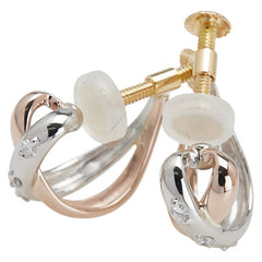 ヴァンドーム K18YG イエローゴールド K18PG ピンクゴールド Pt900 プラチナ コンビ ダイヤ スリーカラー イヤリング レディース VANDOME 【中古】