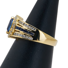 K18YG イエローゴールド サファイア0.77ct ダイヤD0.44ct リング 指輪 レディース 12号 【中古】