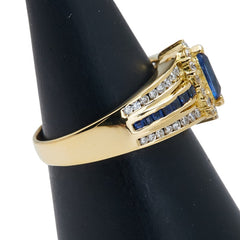 K18YG イエローゴールド サファイア0.77ct ダイヤD0.44ct リング 指輪 レディース 12号 【中古】