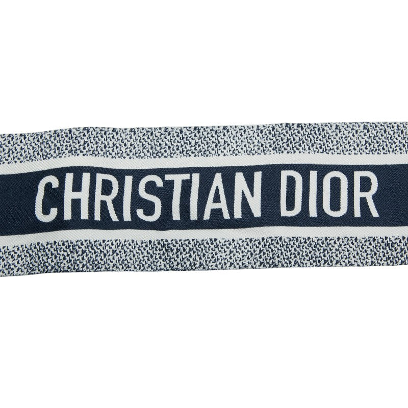 ディオール ミッツァ スカーフ ホワイト ネイビー シルク レディース Dior 【中古】