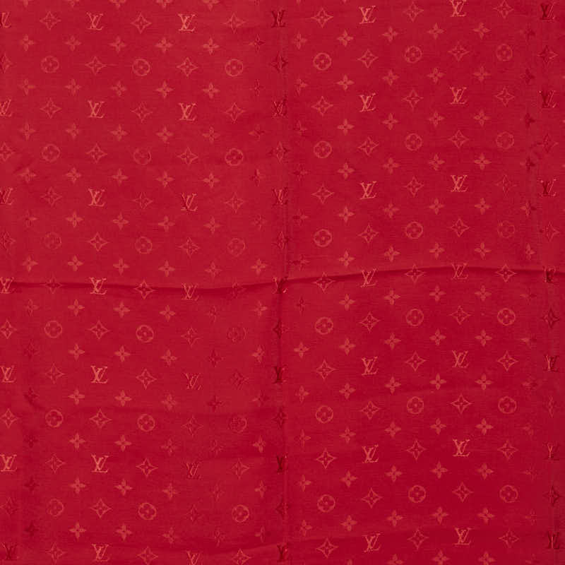 ルイ ヴィトン モノグラム カレ モナコ スカーフ M72346 レッド シルク レディース LOUIS VUITTON 【中古】