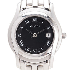 グッチ Gクラス 腕時計 5500L クオーツ ブラック文字盤 ステンレススチール レディース GUCCI 【中古】