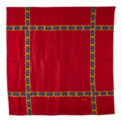 シャネル チェーン モチーフ スカーフ レッド ネイビー ゴールド シルク レディース CHANEL 【中古】