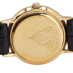 グッチ ベルト（社外品） 腕時計 クオーツ ゴールド文字盤 ステンレススチール レザー レディース GUCCI 【中古】