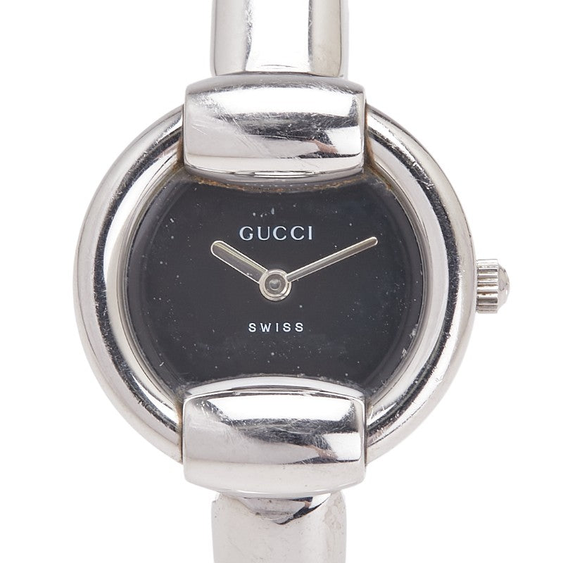グッチ バングルウォッチ 1400L クオーツ ブラック文字盤 ステンレススチール レディース GUCCI 【中古】