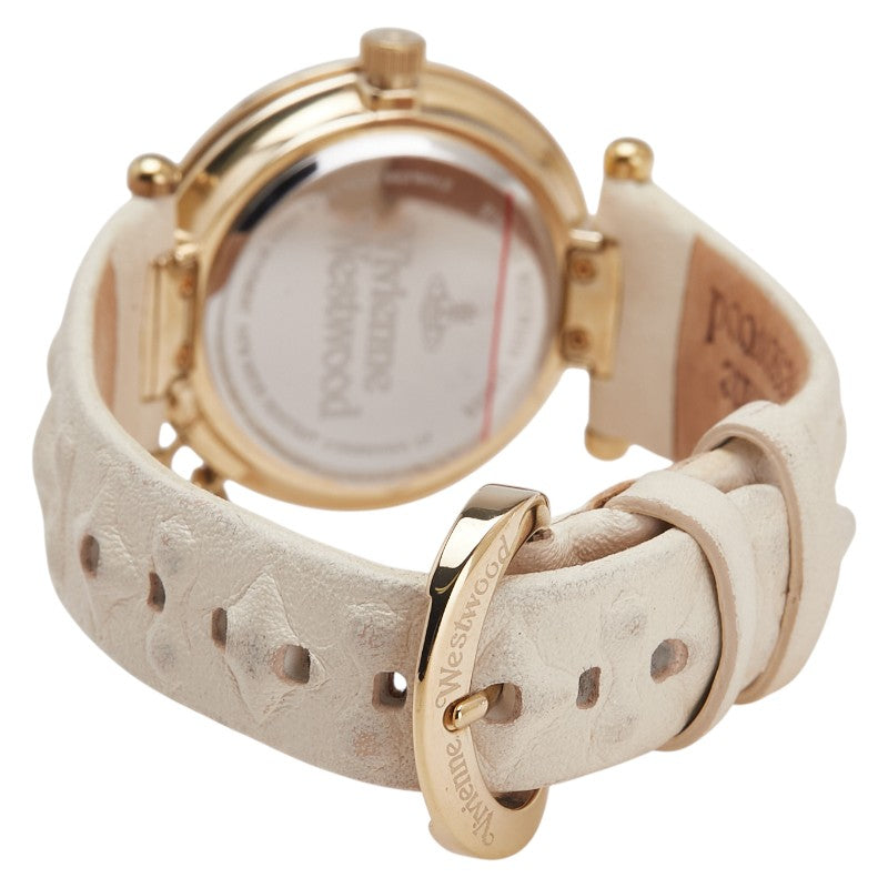 ヴィヴィアンウエストウッド オーブ 腕時計 クオーツ ベージュ文字盤 ステンレススチール レザー レディース Vivienne Westwood 【中古】