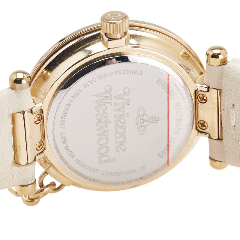 ヴィヴィアンウエストウッド オーブ 腕時計 クオーツ ベージュ文字盤 ステンレススチール レザー レディース Vivienne Westwood 【中古】