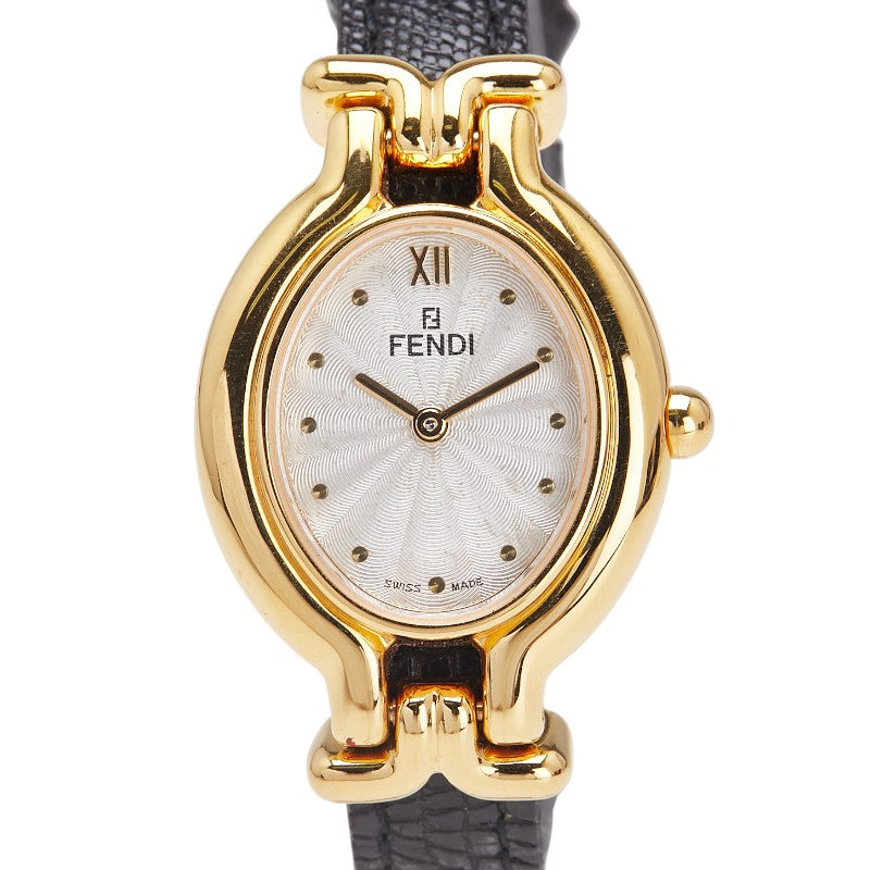 フェンディ カメレオン チェンジベルト5色 腕時計 640L クオーツ ホワイト文字盤 ステンレススチール レザー レディース FENDI 【中古】