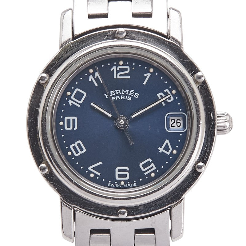 エルメス クリッパー 腕時計 CL4.210 クオーツ ネイビー文字盤 ステンレススチール レディース HERMES 【中古】