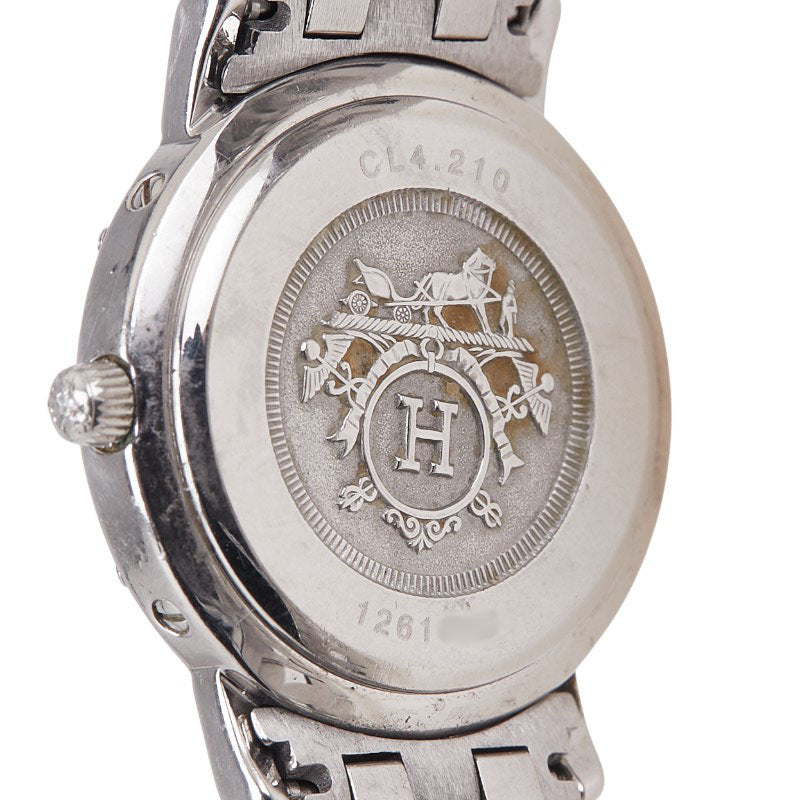 エルメス クリッパー 腕時計 CL4.210 クオーツ ネイビー文字盤 ステンレススチール レディース HERMES 【中古】
