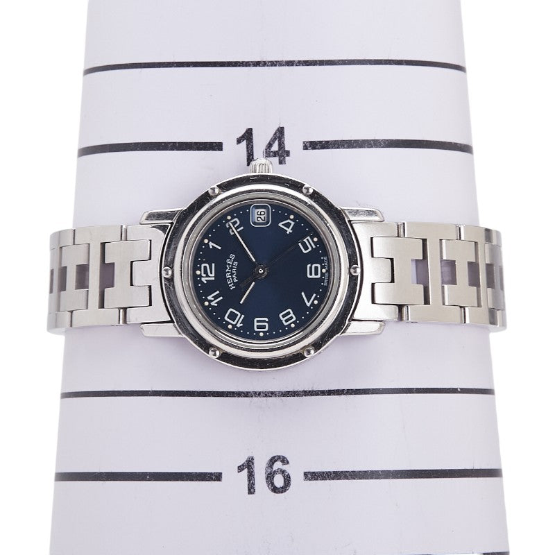 エルメス クリッパー 腕時計 CL4.210 クオーツ ネイビー文字盤 ステンレススチール レディース HERMES 【中古】