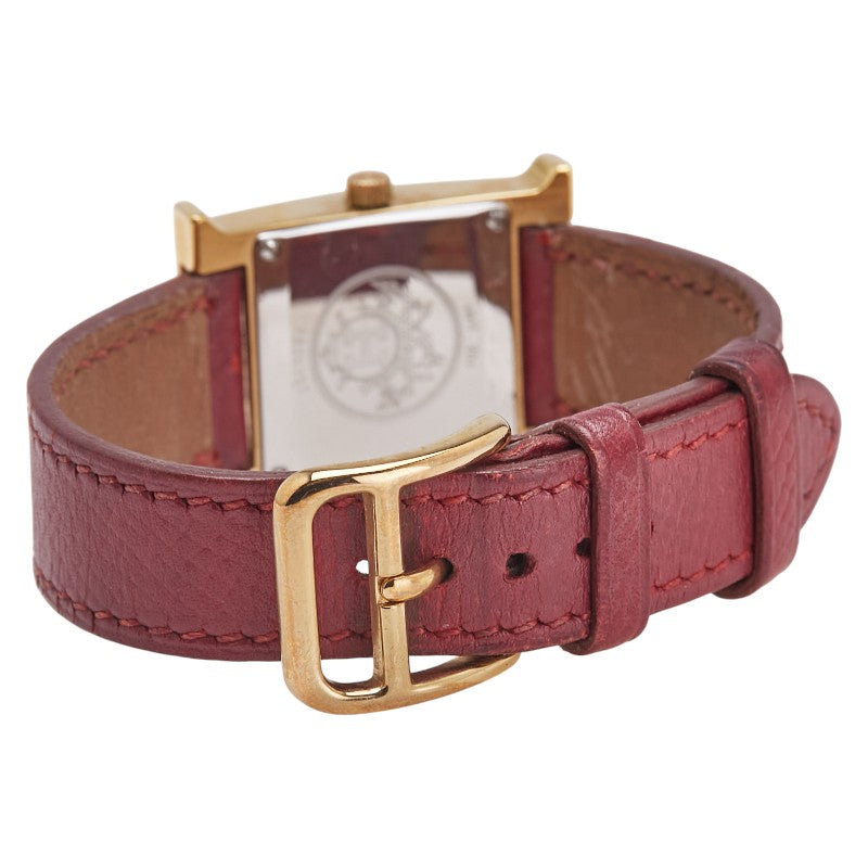 エルメス Hウォッチ 腕時計 HH1.201 クオーツ シルバー文字盤 ステンレススチール レザー レディース HERMES 【中古】