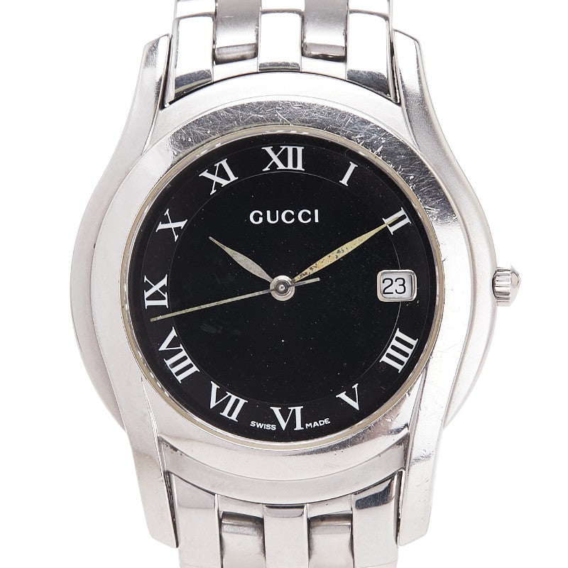 グッチ Gクラス 腕時計 5500M クオーツ ブラック文字盤 ステンレススチール メンズ GUCCI 【中古】