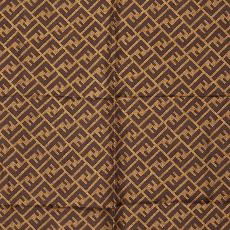 フェンディ ズッカ スカーフ ブラウン ネイビー シルク レディース FENDI 【中古】
