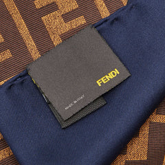 フェンディ ズッカ スカーフ ブラウン ネイビー シルク レディース FENDI 【中古】