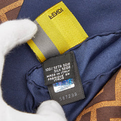 フェンディ ズッカ スカーフ ブラウン ネイビー シルク レディース FENDI 【中古】