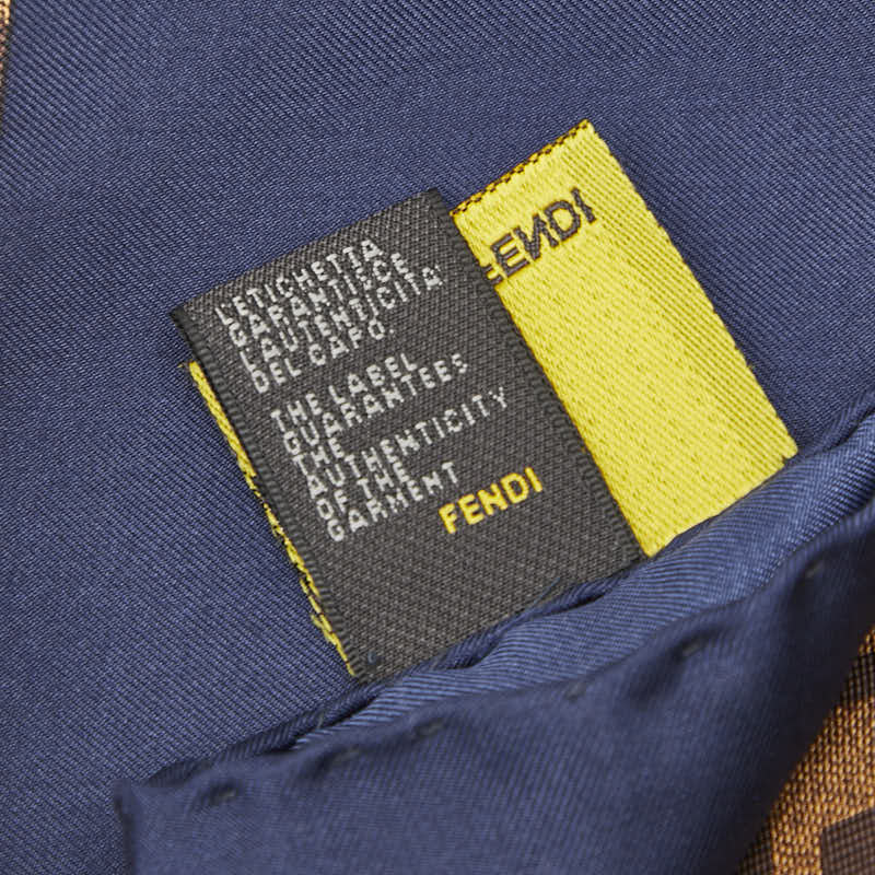 フェンディ ズッカ スカーフ ブラウン ネイビー シルク レディース FENDI 【中古】