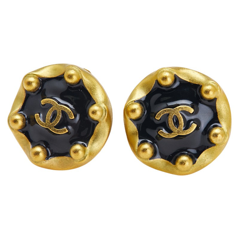 シャネル ヴィンテージ ココマーク イヤリング ゴールド ブラック メッキ レディース CHANEL 【中古】