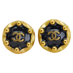 シャネル ヴィンテージ ココマーク イヤリング ゴールド ブラック メッキ レディース CHANEL 【中古】