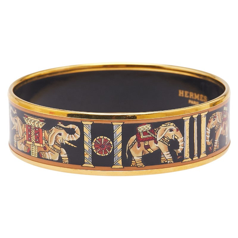 エルメス エマイユGM 像 七宝焼き バングル ゴールド マルチカラー メッキ レディース HERMES 【中古】