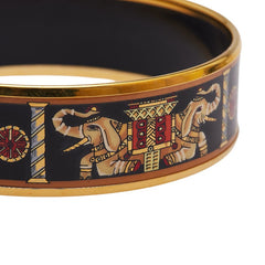 エルメス エマイユGM 像 七宝焼き バングル ゴールド マルチカラー メッキ レディース HERMES 【中古】